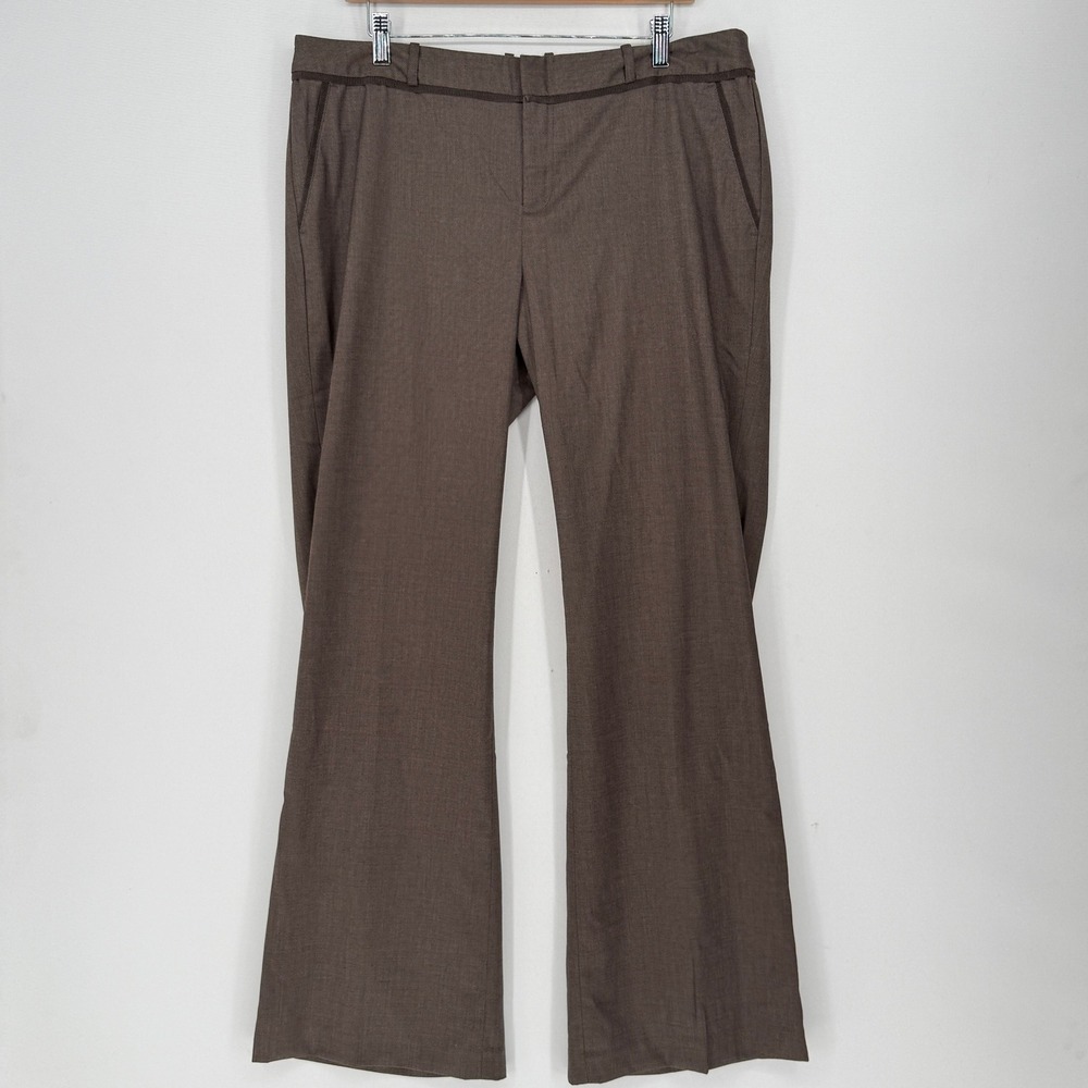 Banana Republic Ryan Dress Pants Womens 14 Brown Flare Ribbon Office Career